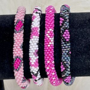 ALL PROFITS TO CHARITY! Bracelets Hand Crocheted in Nepal (set of 4) #685